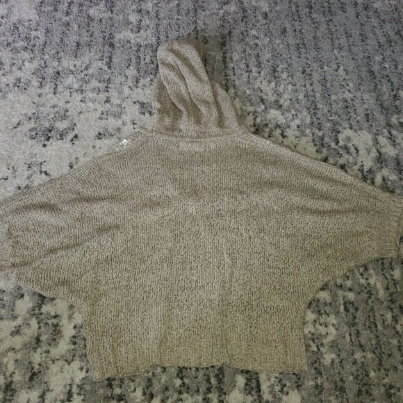 JENNIFER LOPEZ SEQUIN KNIT HOODIE BATWING SLEEVE - Picture 13 of 13